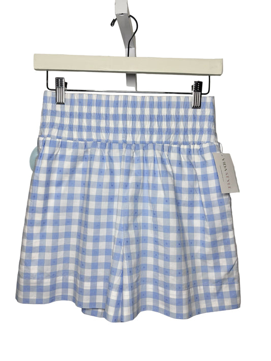 Women Size XS Hill House Blue, White Gingham NWT Cotton Shorts