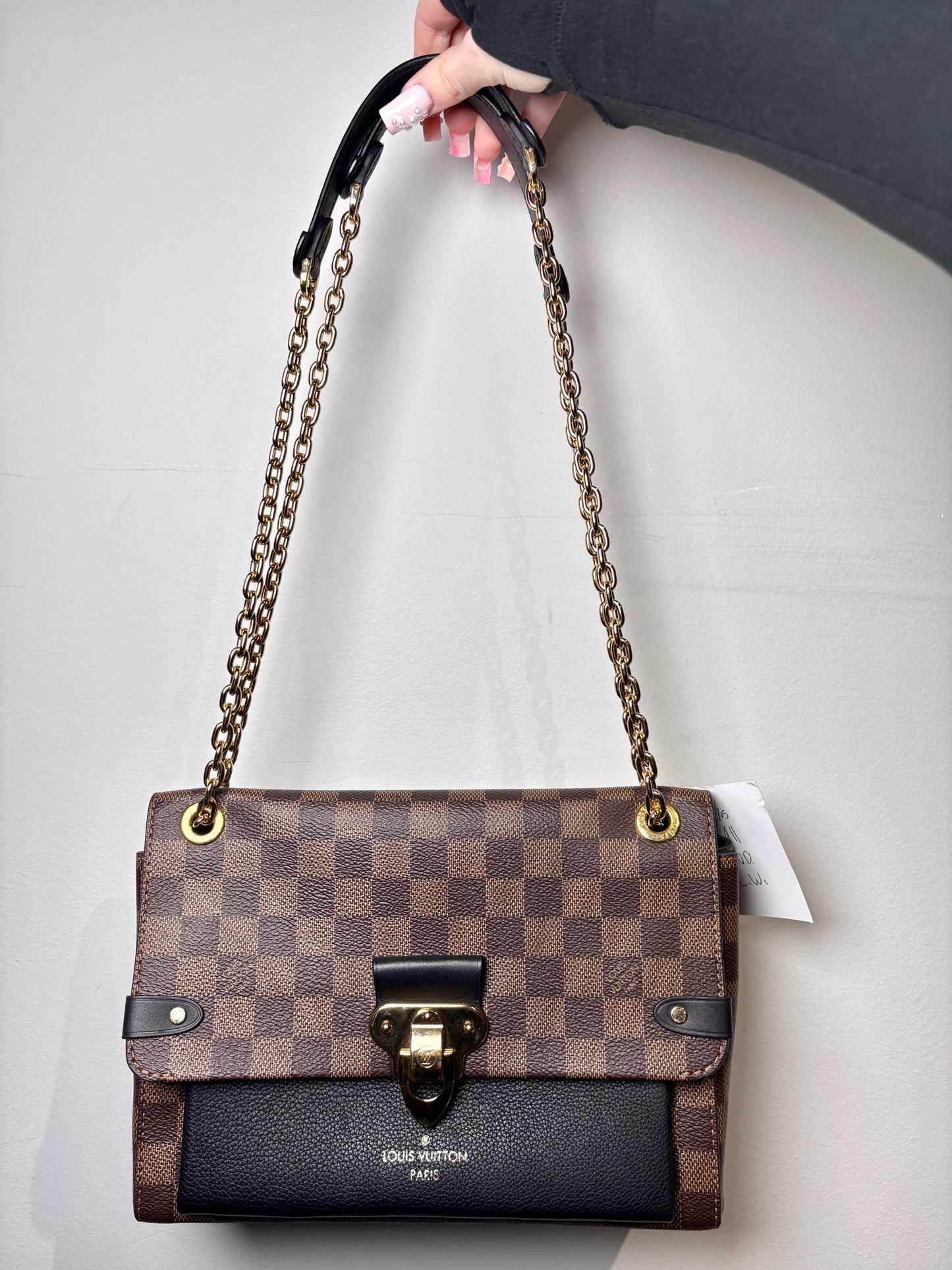 Coated Canvas Louis Vuitton Damier Ebene Brown Purse