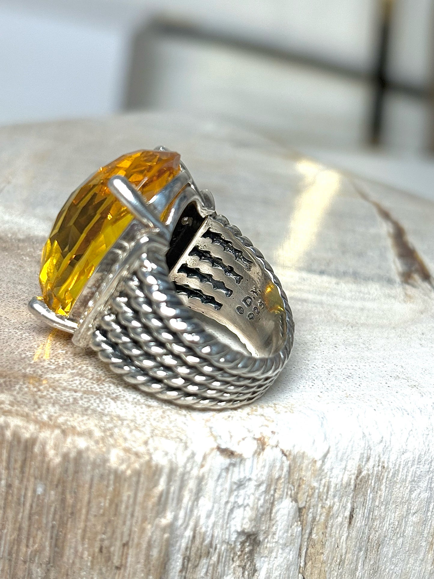 David Yurman Citrine Yellow 7 Wheaton Oval Cocktail Ring