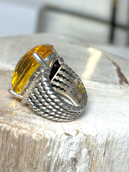 David Yurman Citrine Yellow 7 Wheaton Oval Cocktail Ring