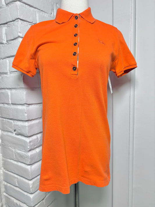 Women Size M Burberry Brit Orange Solid Cotton Shirt
