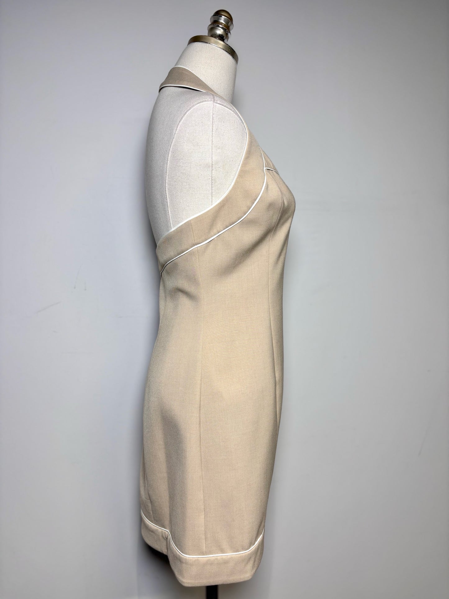 Women Size 10 Significant Other Beige Solid w/Piping Women's Dress Pre-Owned NWT