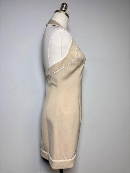 Women Size 10 Significant Other Beige Solid w/Piping Women's Dress Pre-Owned NWT
