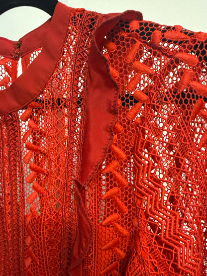 Women Size 8 Self-Portrait Red Lace Mini Dress