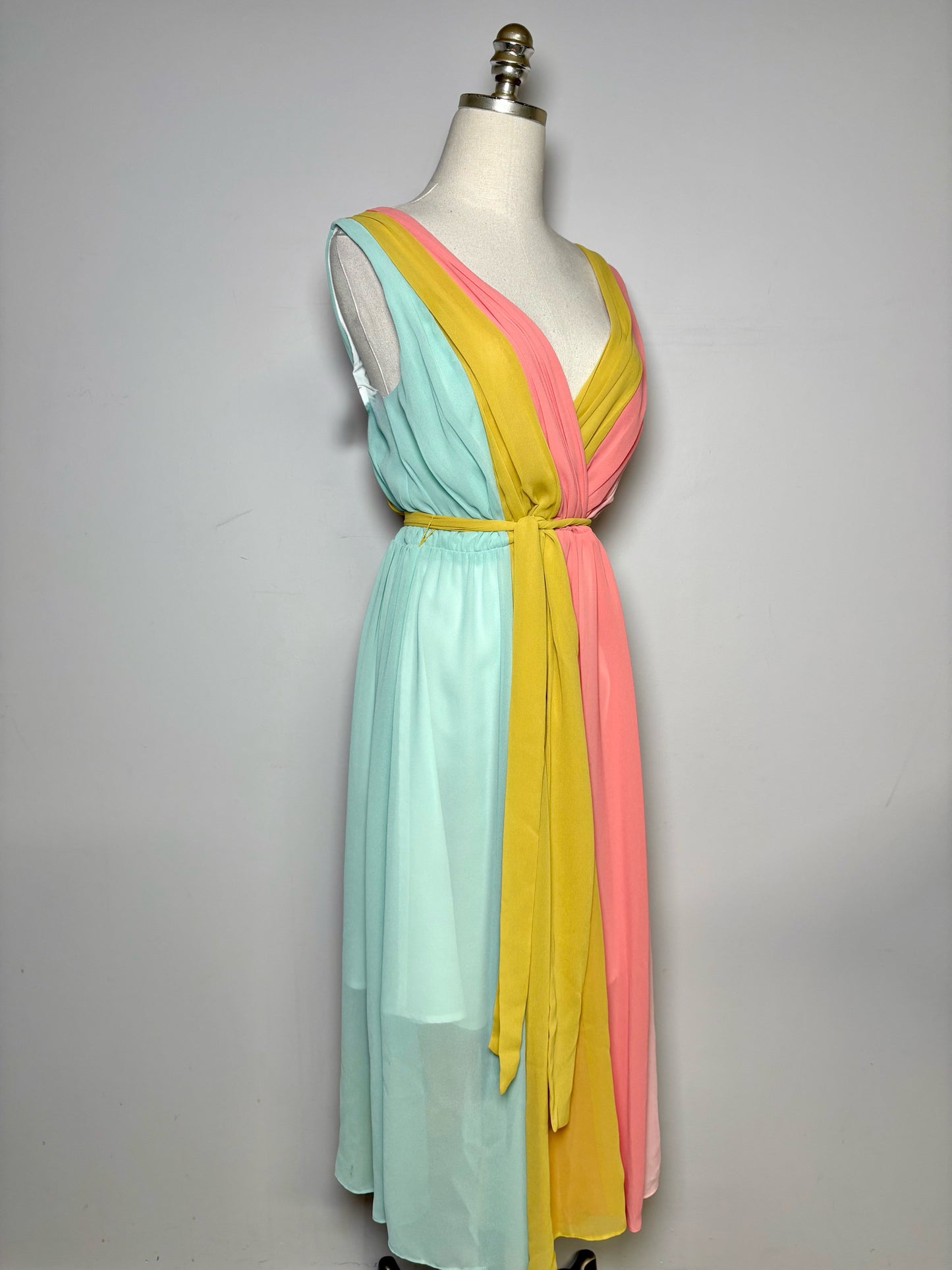 Women Size 4 Hutch Pink, yellow, blue Colorblock Polyester NWT Dress