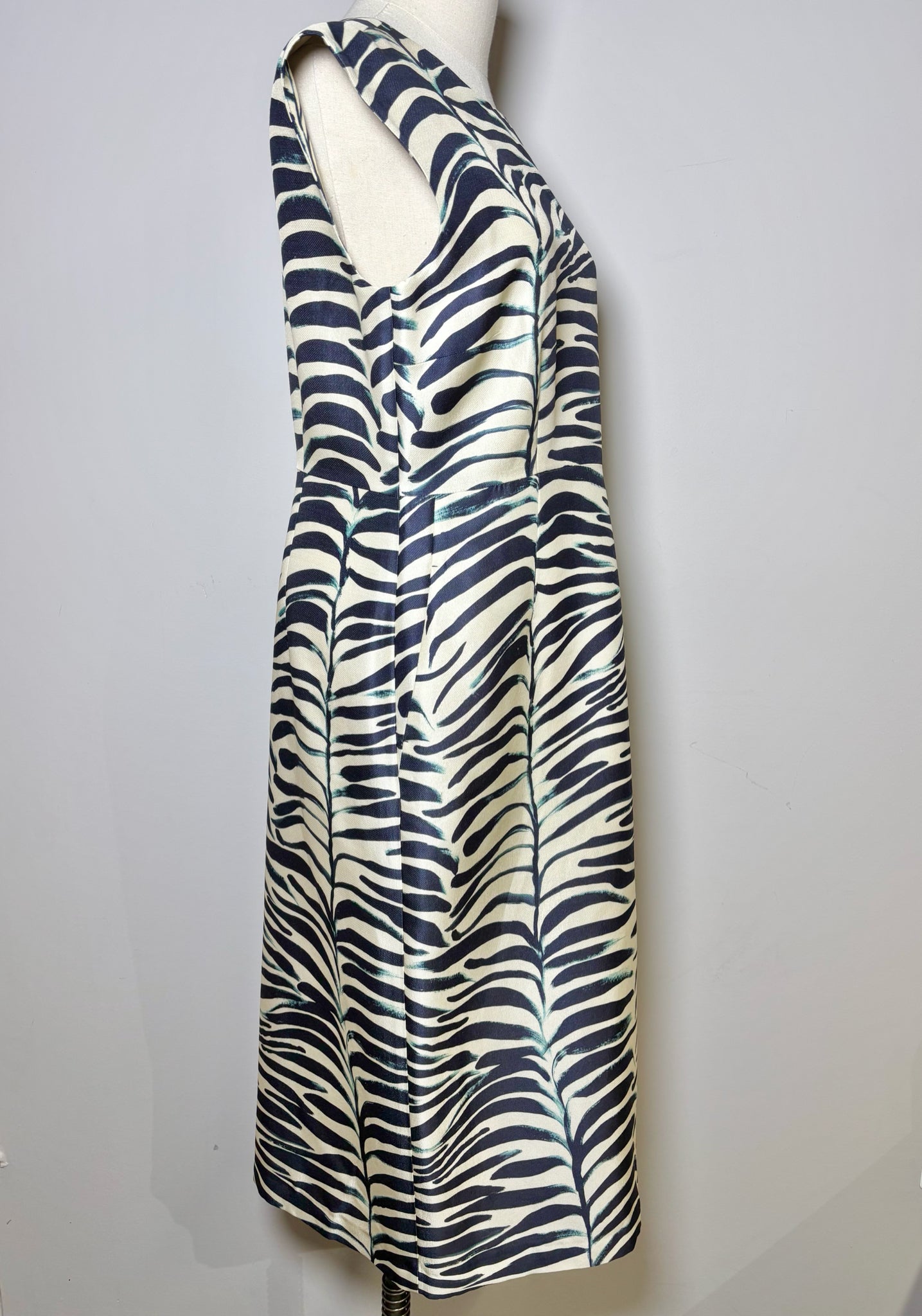 Women Size L Odeeh Multi-Color Zebra Stripes Silk, Wool NWT Dress