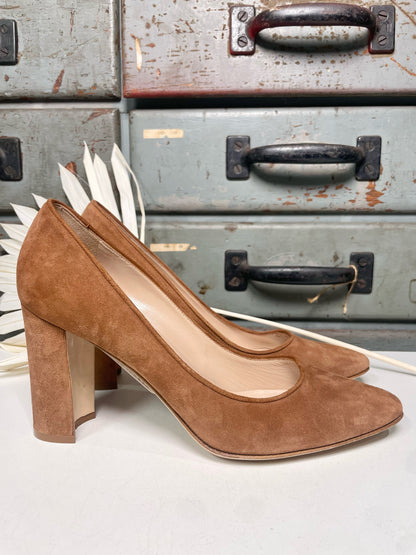 W Shoe Size 39 (8.5 US) Manolo Blahnik Brown Suede Heels