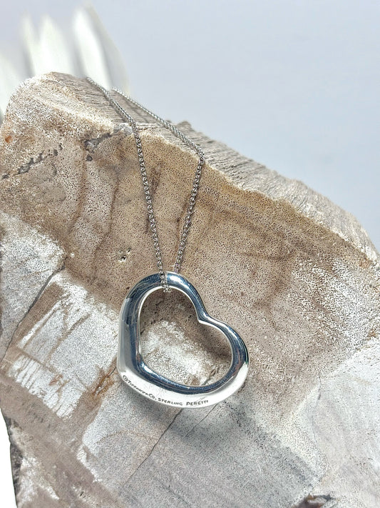 Tiffany & Co. Sterling Silver Pre-owned Open Heart Necklace