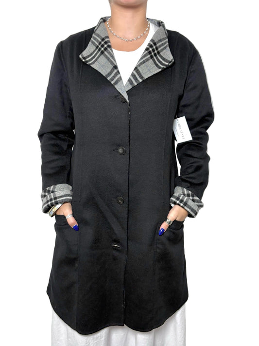 Women Size M Cirrus Cashmere Black, Mid-Length Coat