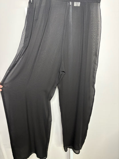 Women Size S Genny Black Wide Leg Sheer Silk Pants