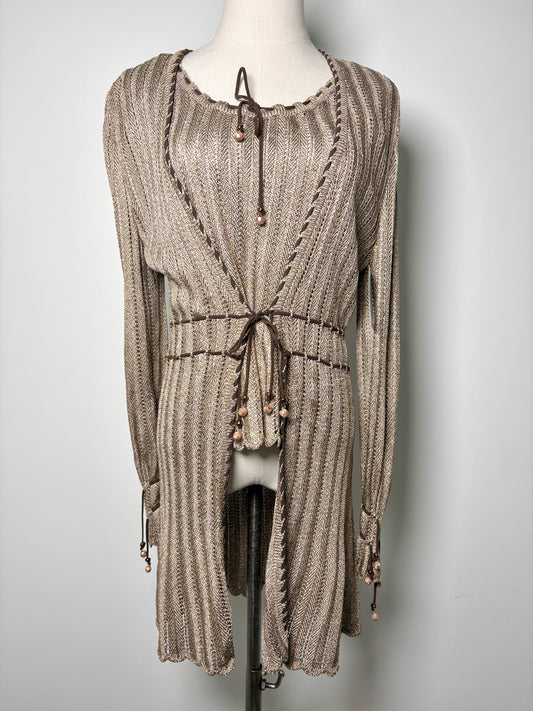 Women Size One Size St. John Beige Knitted Pre-owned Duster