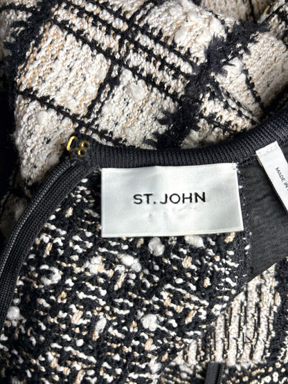 St. John Black, White Tweed A-line Dress