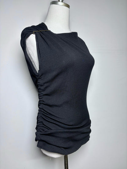 Women Size 38 (6 US) Lanvin Black Solid 100% Wool Pre-owned Top