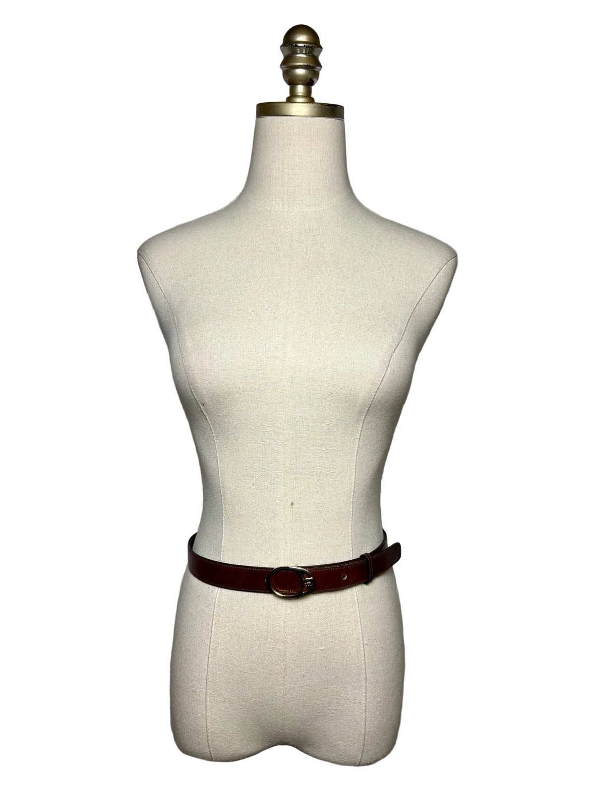 Women's Size 70/28 (XS) Gucci Vintage 1970s/1980s Brown Leather Gold-Tone Logo Buckle Pre-Owned Belt