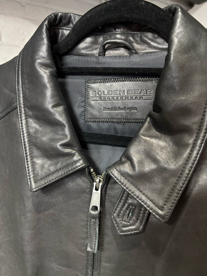 Golden Bear Black Leather Solid Men's L (Estimated) Jacket