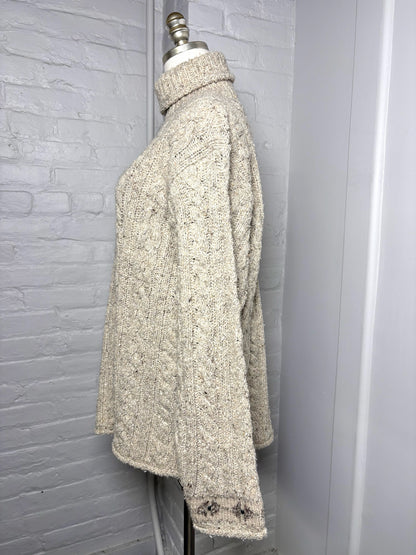 Women Size M Polo by Ralph Lauren Khaki Solid Wool, Silk Sweater