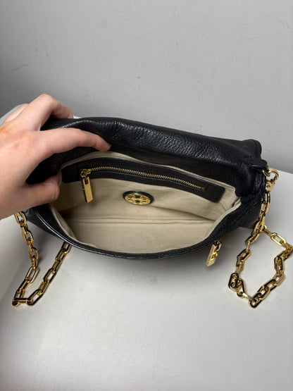 Women's Tory Burch Black Pebble Leather Gold-Tone Logo Pre-Owned Small Purse