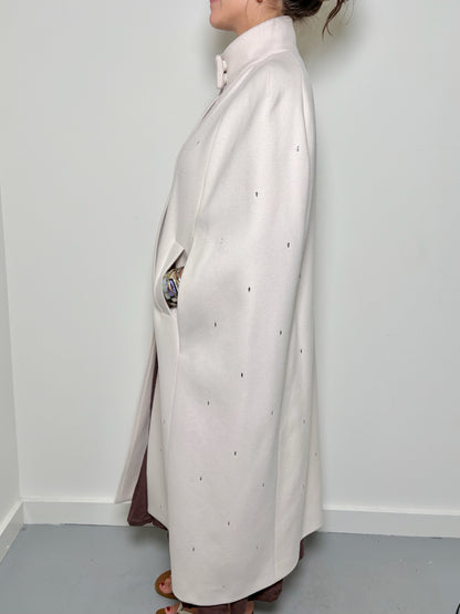 Women Size 44 (8, US) Peserico Off White Crystal Detail Coat