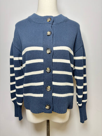 Women Size XS Veronica Beard Blue, White Stripe Cotton Sweater