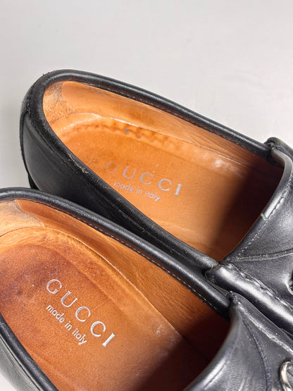 W Shoe Size 8 Gucci Black Leather Horebit Pre-owned Loafers