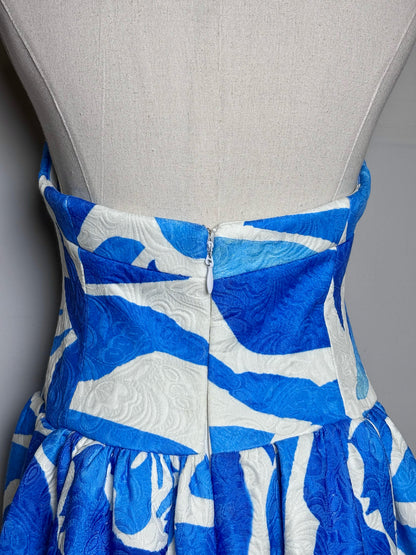 Women Size S Milly Annette Dream Rose Blue, White Ballgown NWT Pre-owned