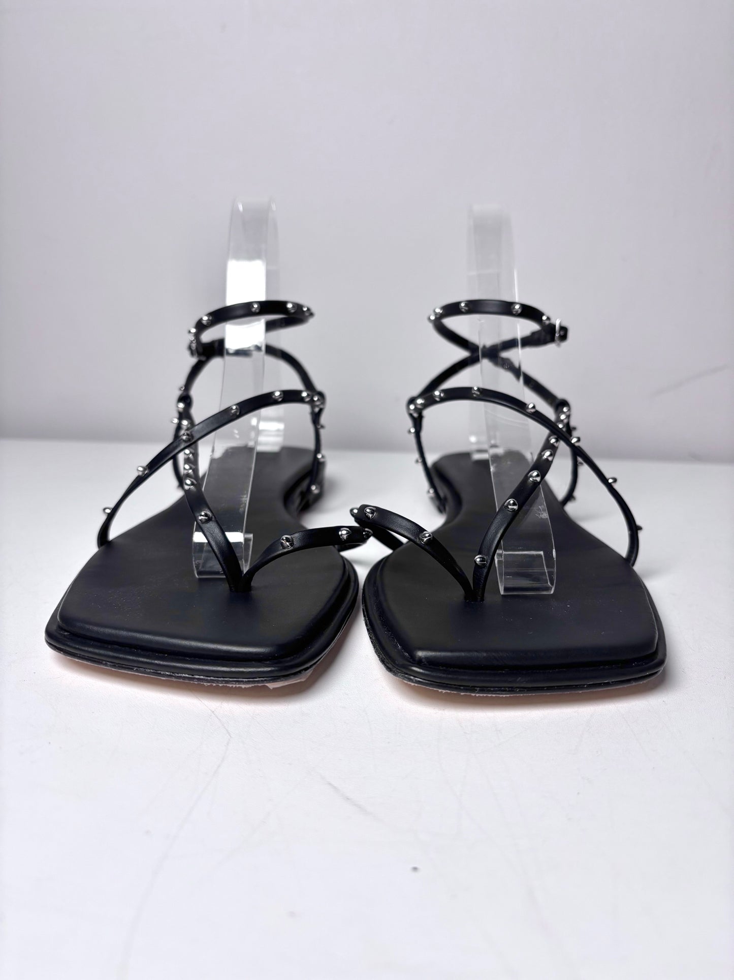 W Shoe Size 7.5 Freda Salvador Black Leather Alexia Pre-owned, NWT Sandals