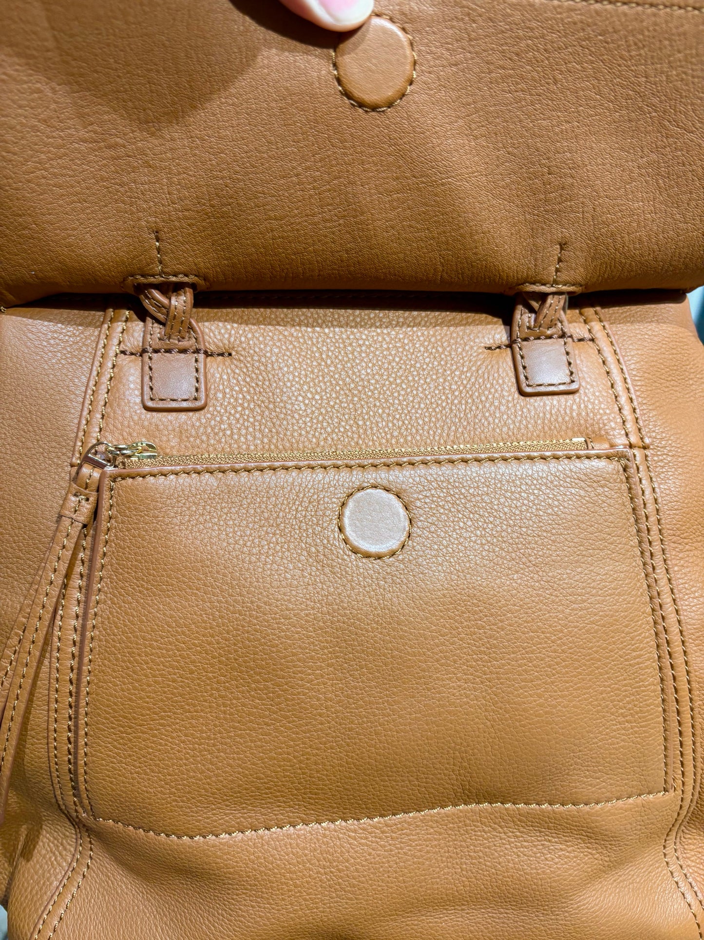 Tory Burch Solid Leather NWT Cognac Half Moon Purse