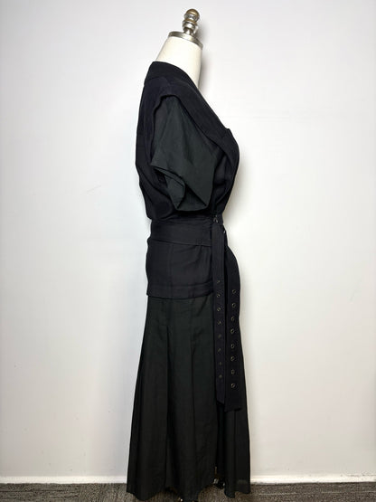 Women Size 8 (M) SEA New York Black Double Belt Cotton Pre-owned Dress