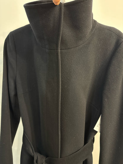 Women Size 10 Burberry Black Solid Wool, Cashmere Belted Coat