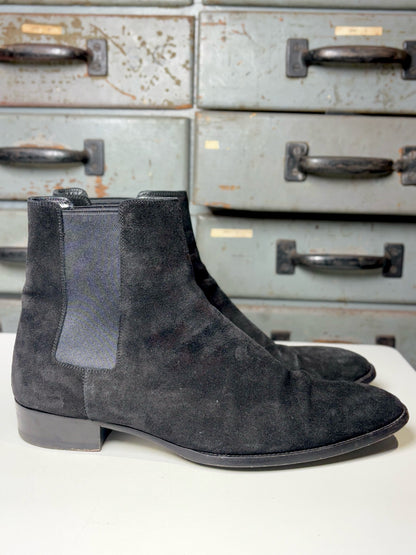 Mens Shoe Size 45L (12-12.5 US) Saint Laurent Black SuedeWyatt Men's Boots
