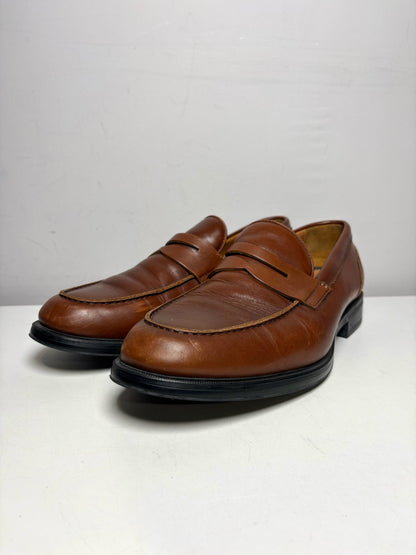 Men's Size 13 Aquaitalia Brown Leather Classic Pre-Owned Penny Loafers
