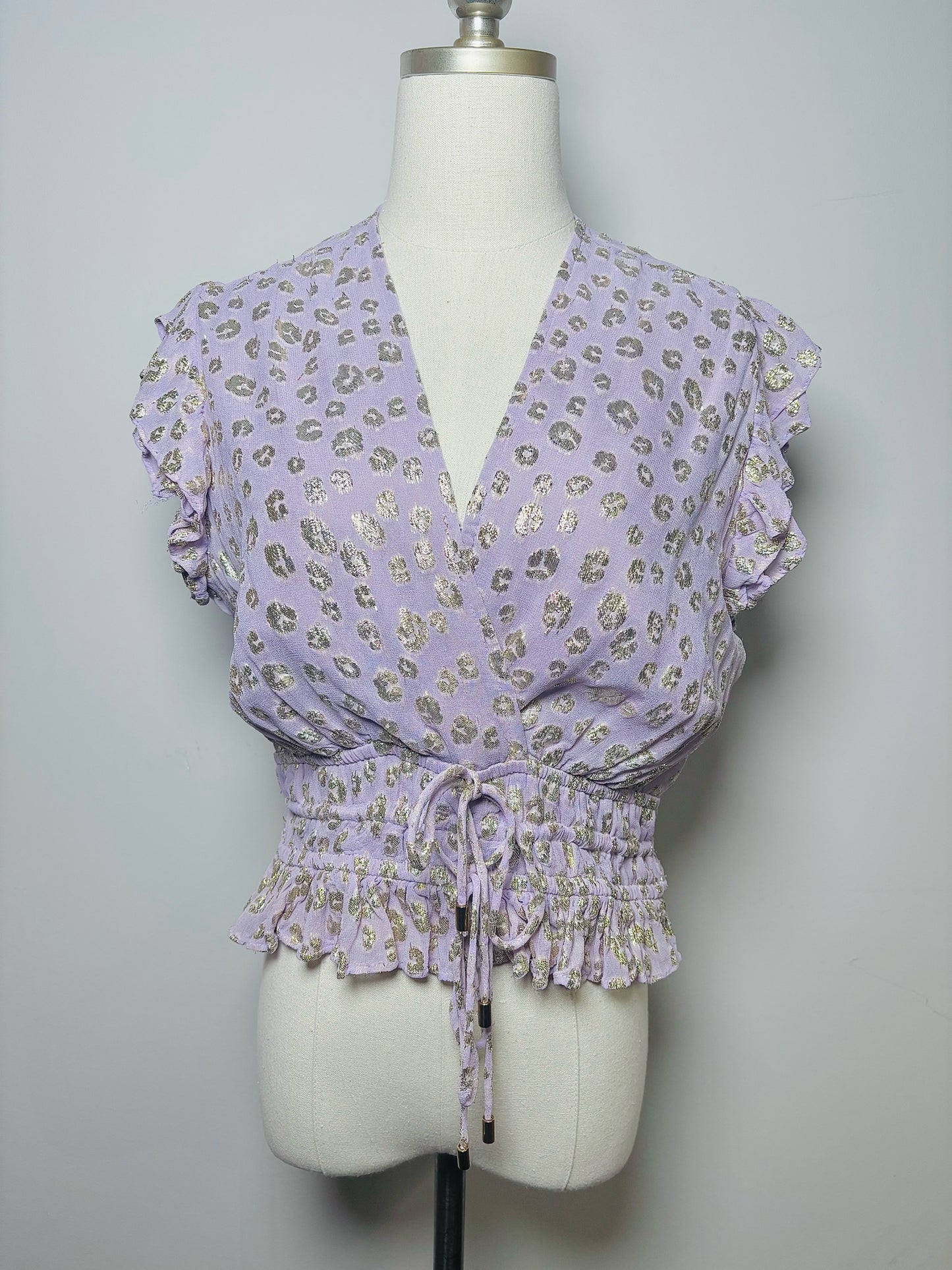 Women Size M Karina Grimaldi Lilac Metallic Viscose Blouse