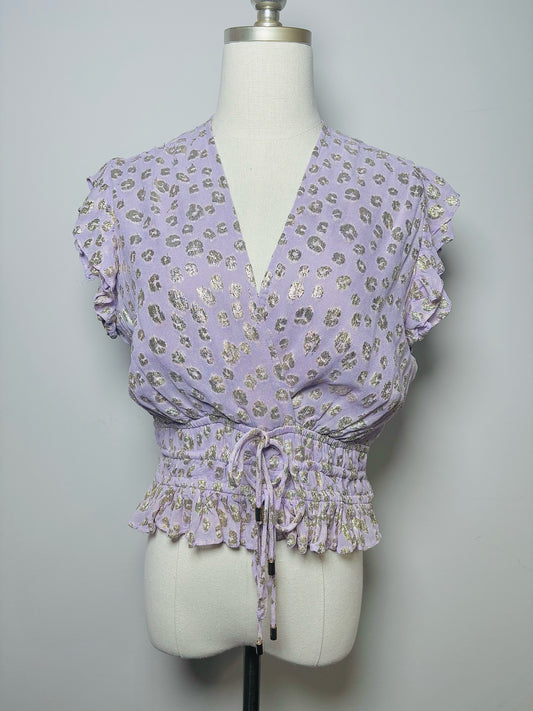 Women Size M Karina Grimaldi Lilac Metallic Viscose Blouse