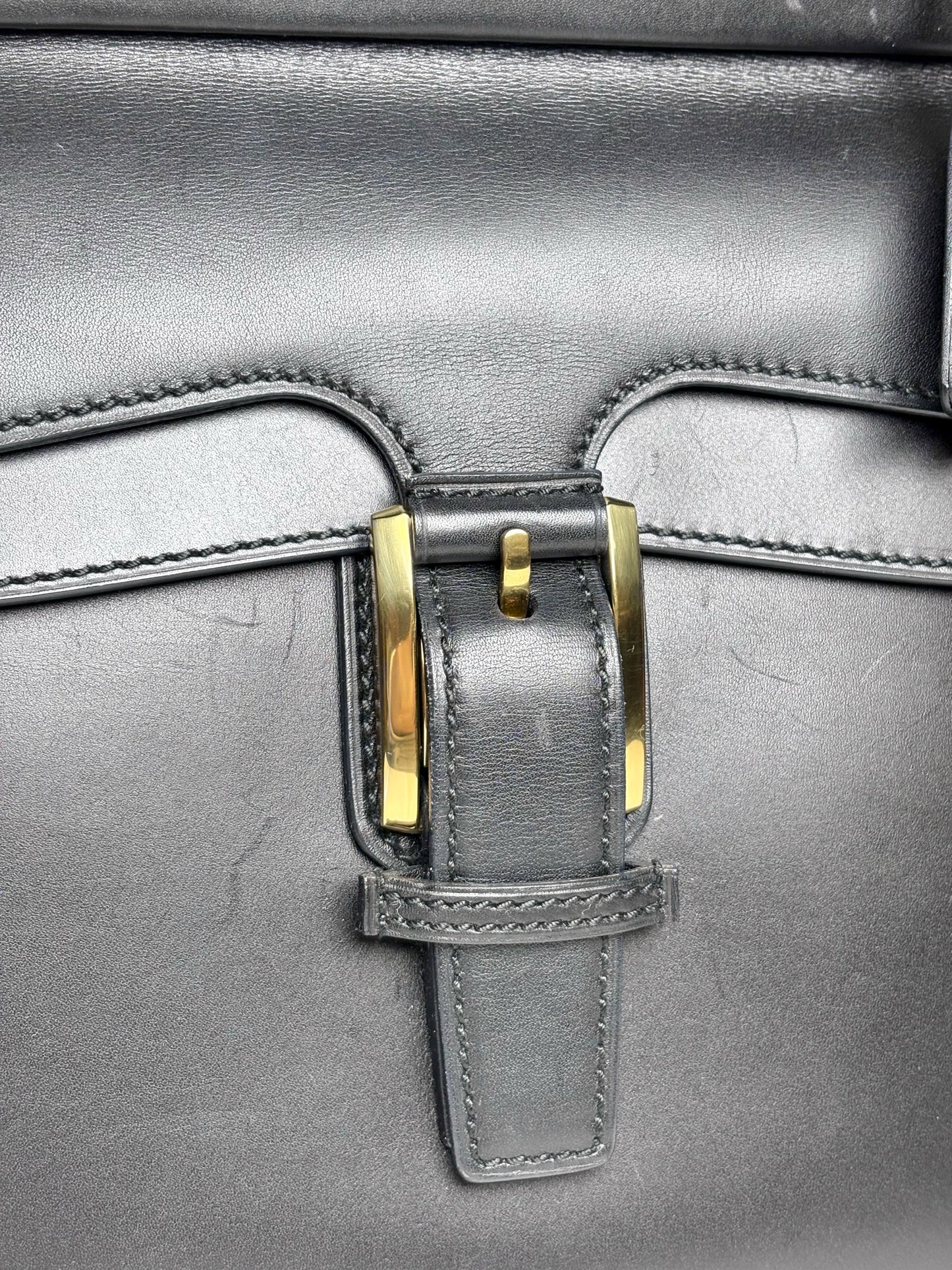 Women's Gucci Top Handle Vintage Leather Pre-owned Black "Kelly" Purse
