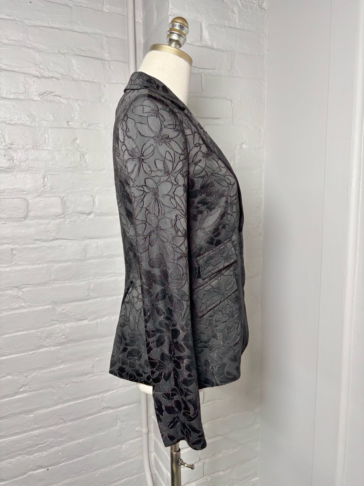 Women Size 0 ZAC POSEN Black Embroidered Special Occasion Blazer