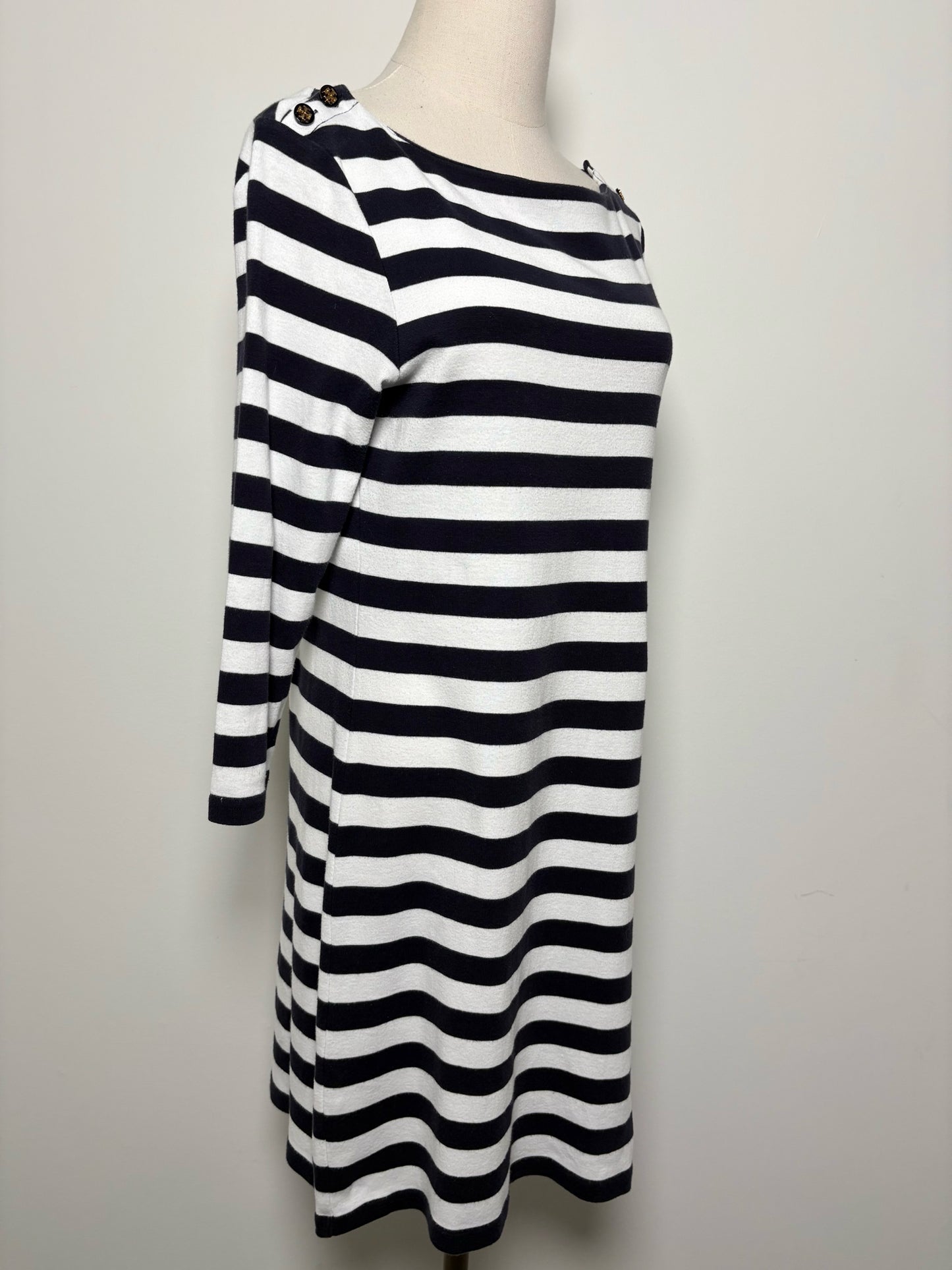 Women Size M Tory Burch Navy & White Stripe Cotton Dress