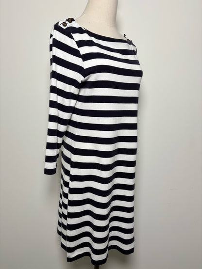 Women Size M Tory Burch Navy & White Stripe Cotton Dress