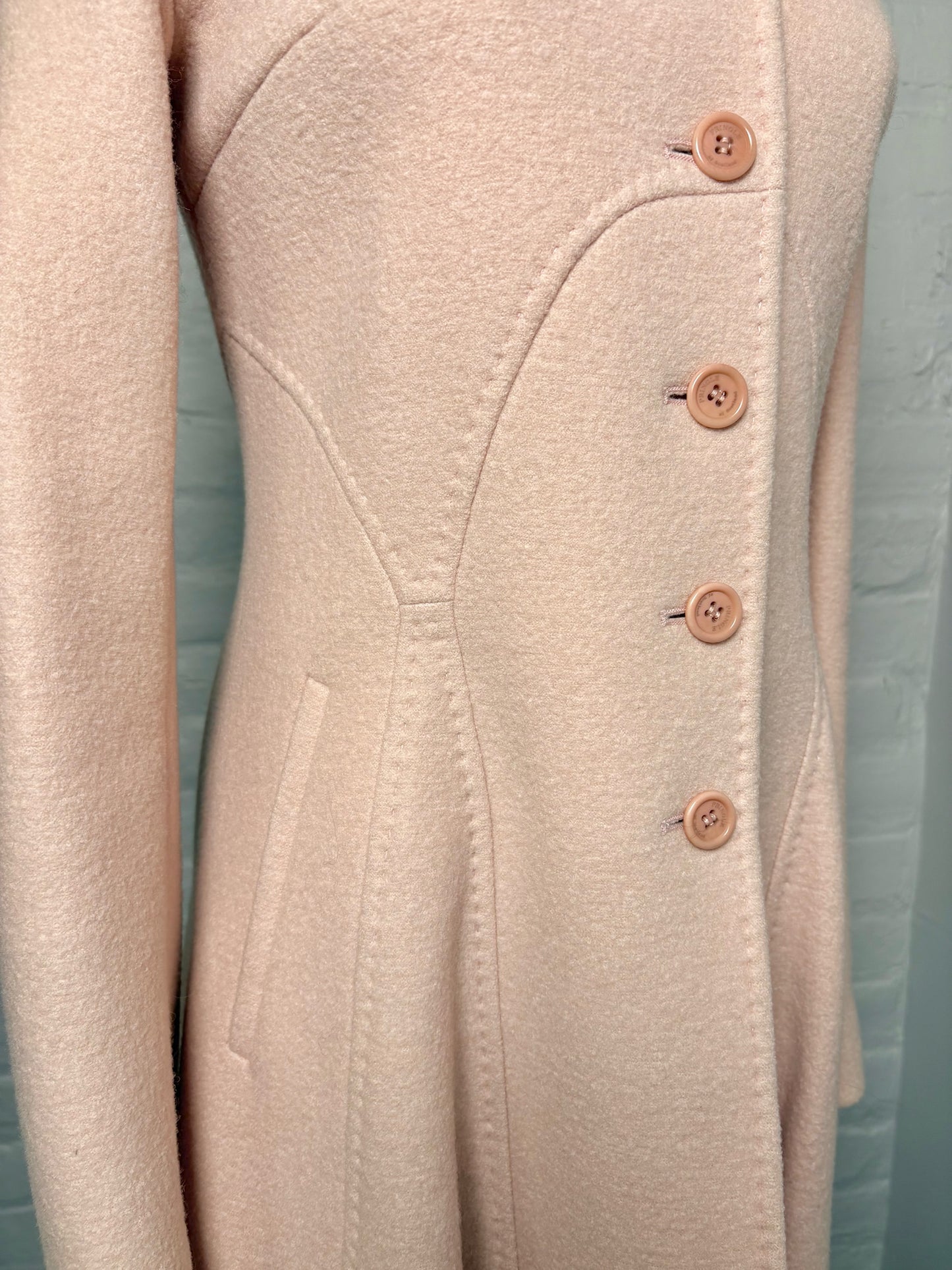 Women Size 4 Pringle of Scotland Pink Solid Vintage Lambswool Coat