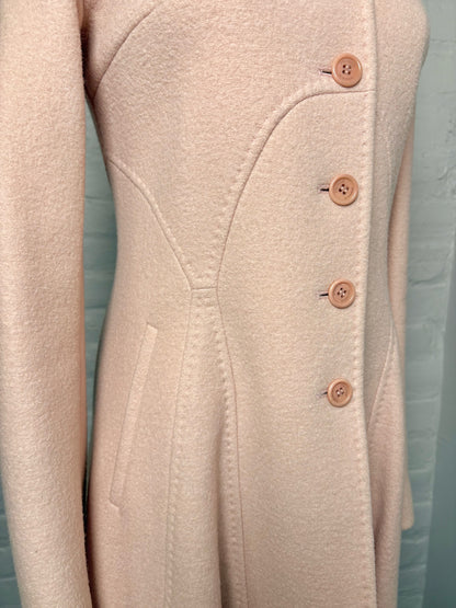 Women Size 4 Pringle of Scotland Pink Solid Vintage Lambswool Coat