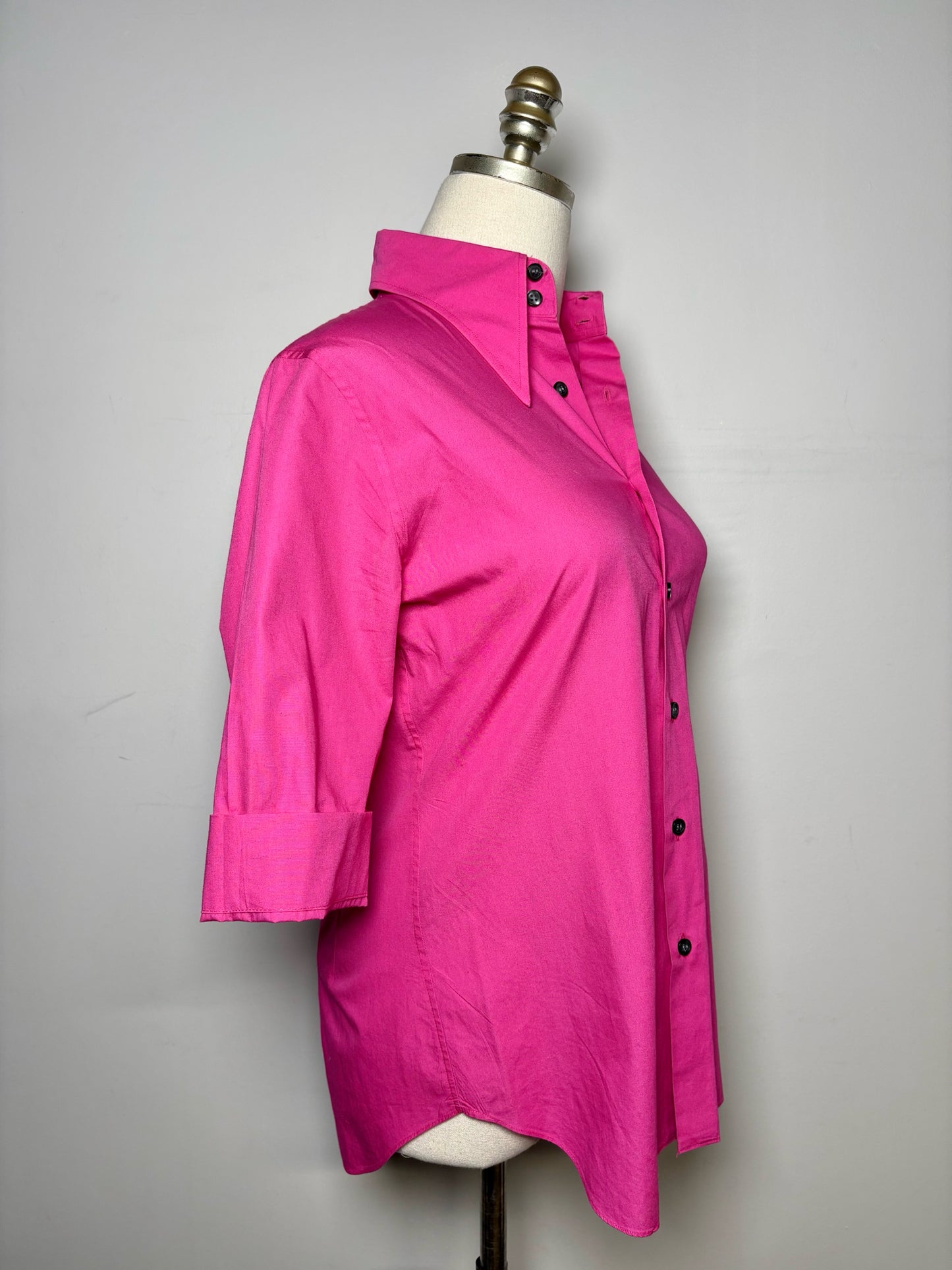 Women Size M Matsaki Matsushima Fuchsia Cotton LS Shirt