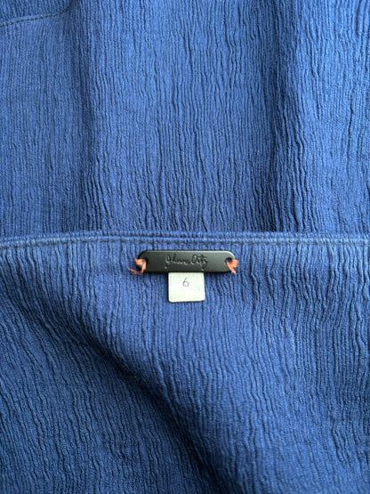 Women Size 6 Johanna Ortiz Navy Blue Textured Square Neckline Pre-owned Top