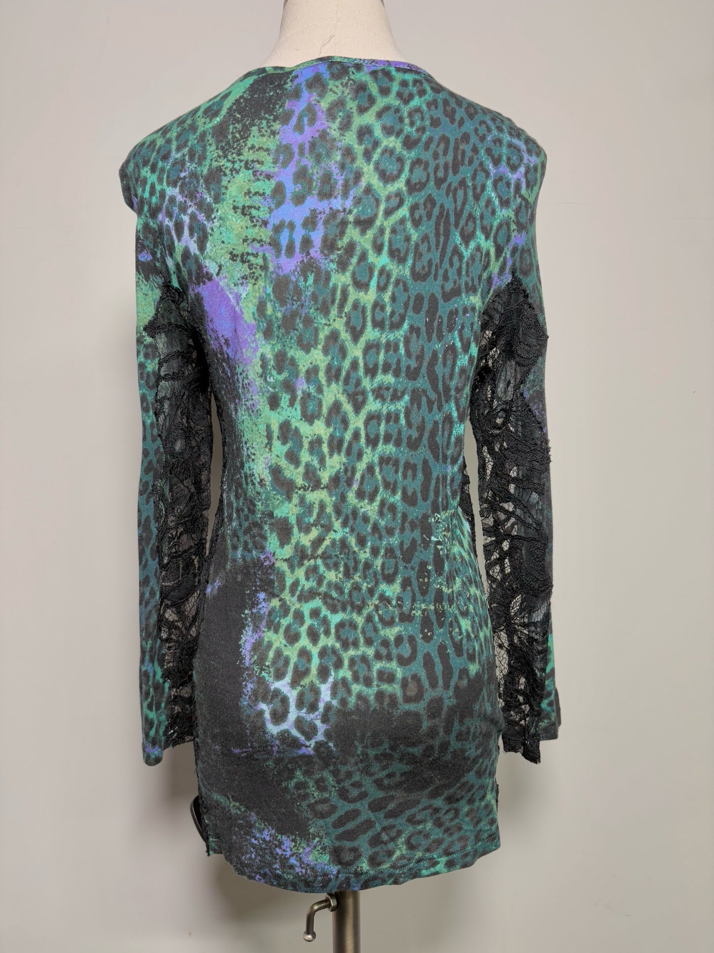 Women Size 12 Emilio Pucci Green Animal Print Lace Shirt