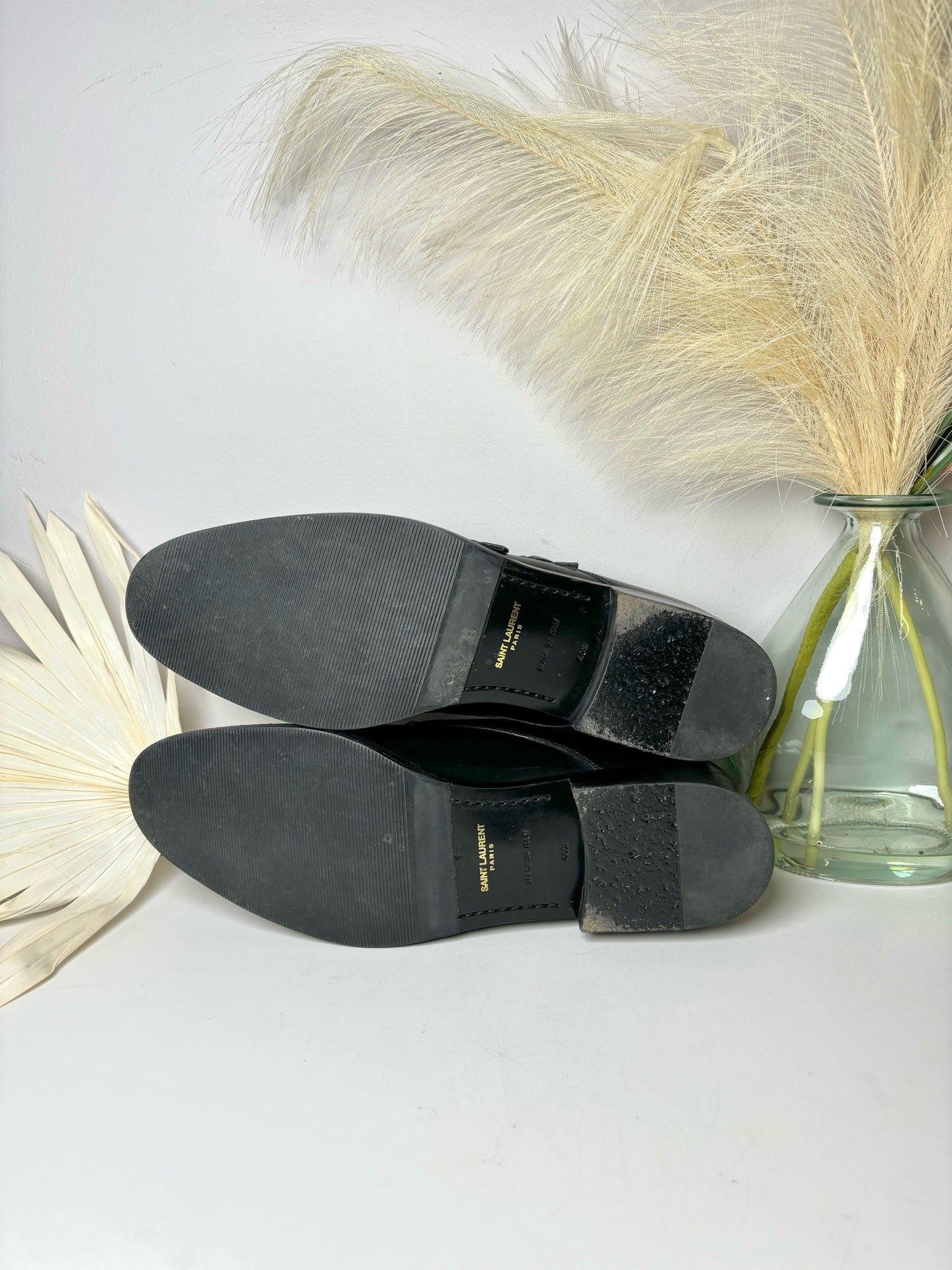 W Shoe Size 40.5 Black Saint Laurent Black Leather Loafers