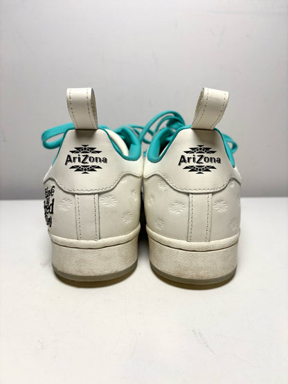 Men Shoe Size 10 Adidas Superstar x Arizona Iced Tea White & Teal Leather Pre-Owned Sneakers