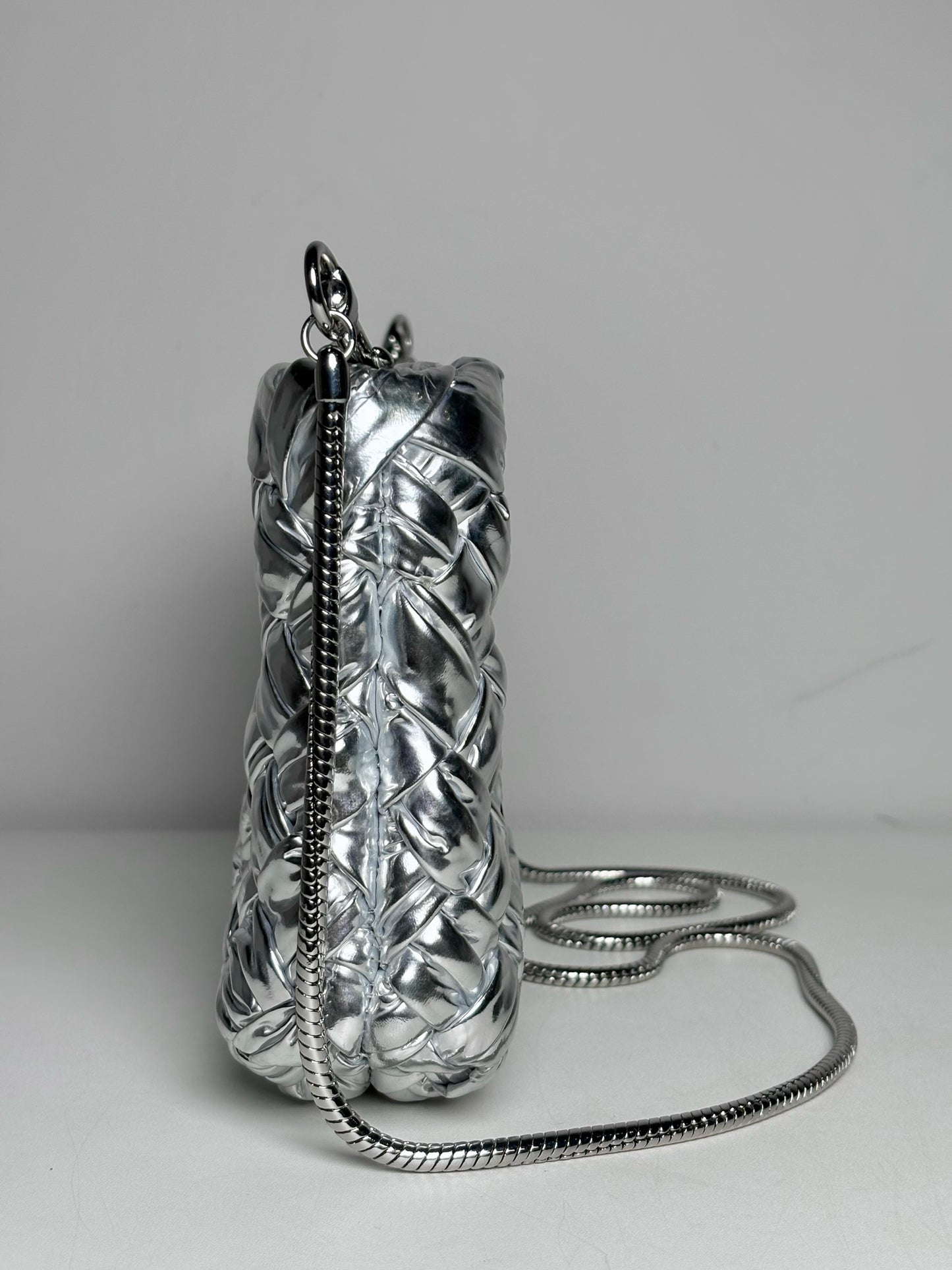 Clare V. Estelle Woven Crossbody Pre-owned Silver Purse