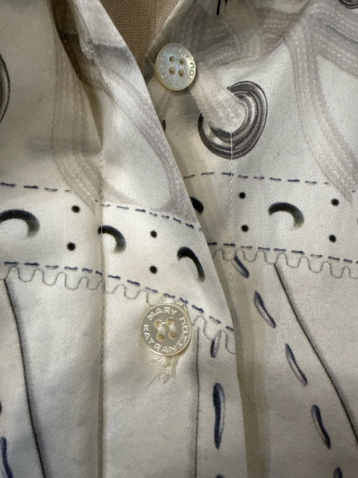 Mary Katrantzou White Cotton Button-Down Shirt with Painted Print | Pre-owned