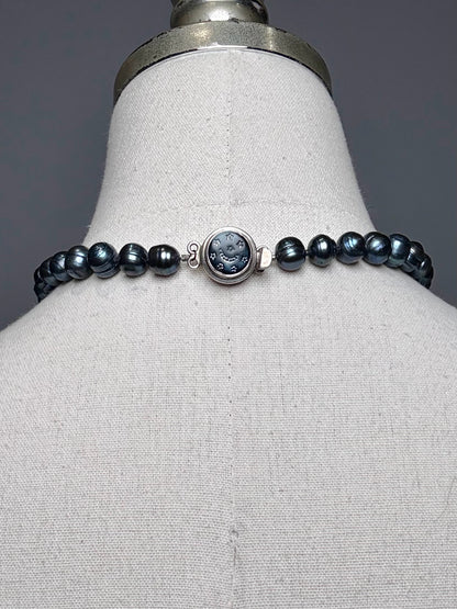 925 Sterling Silver Labradorite Pendant Tahitian Pearls Pre-owned Necklace