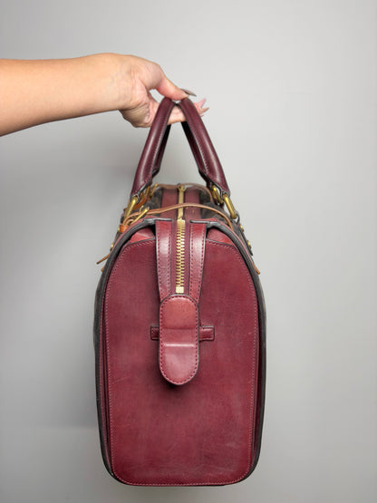 Celine Monogram Vintage Canvas, Leather Burgundy Vintage Tote