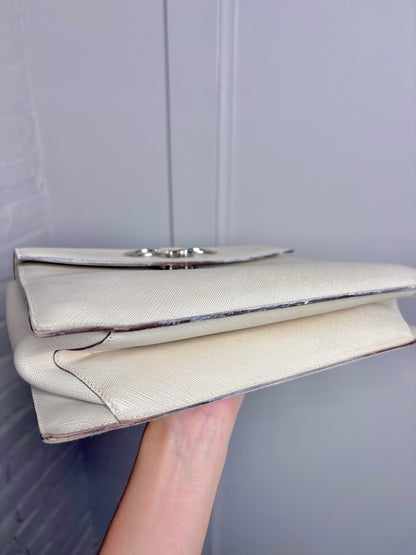 Salvatore Ferragamo Solid Bone Saffiano Gancini Purse