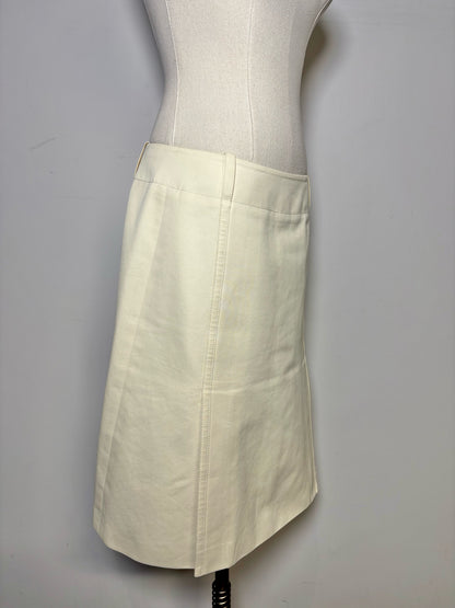 Women Size 44 (10, US) Loro Piana Ivory Pure Silk Pre-owned Knee Length Skirt